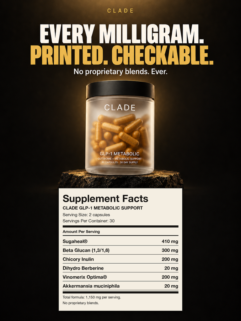 CLADE GLP-1 Metabolic Support Supplement Facts label