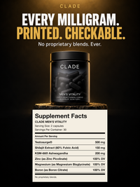CLADE Men's Vitality Supplement Facts label